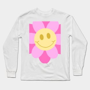 Pink Smiley Flower Long Sleeve T-Shirt